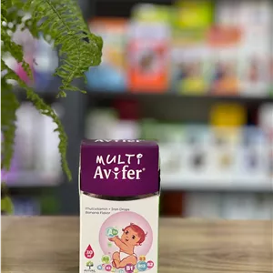 قطره مولتی آویفر با طعم موز مولتی ویتامین حاوی آهن و زینک