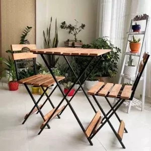 میز و صندلی تاشو طرح کمجا ست دونفره میزوصندلی تاشو بالکن تراس کافه دکوبازار مدل 725780