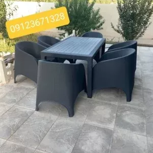 ست 6نفره نهار خوری مبل حصیری مبلمان باغی دکوبازار مدل 727608