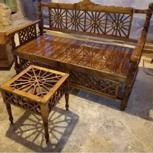 تخت سنتی 120 در 60 تاج دار نیمکت سنتی صندلی سنتی دکوبازار مدل 727774