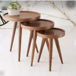 فروش عمده میز عسلی پایه مخروطی تمام چوب طبیعی 6عددی دکوبازار مدل 736898
