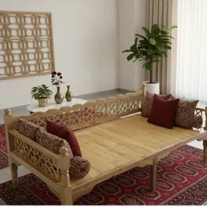 تخت سنتی 2در یک خام نیمکت سنتی صندلی سنتی دکوبازار مدل 735504