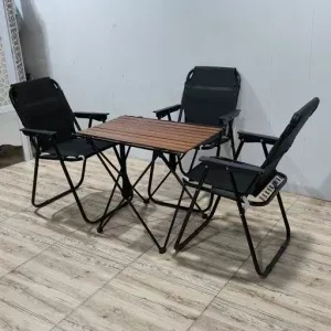 صندلی ساحلی و میز چوبی ست وی آی پی 3 دکوبازار مدل 758146
