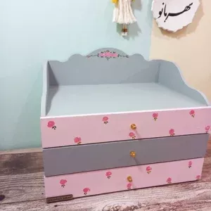فایل چوبی سه کشو نقاشی شده و دستساز دکوبازار مدل 710641