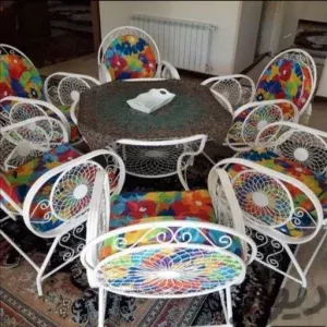 میز صندلی ویلایی ست 4 نفره مدل خورشیدی دکوبازار مدل 753950