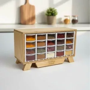 جاادویه، جاادویه ای کشویی، جاادویه کشویی، جاادویه چوبی، جاادویه ای، باکس ادویه کشویی، باکس ادویه 20 کشویی دکوبازار مدل 765158