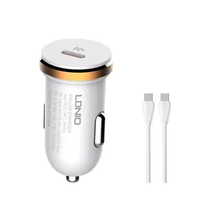 شارژر فندکی 27 وات الدینیو مدل C22Q به همراه کابل USB-C
