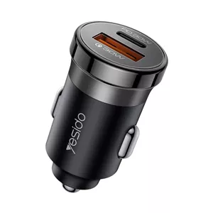 شارژر فندکی 30 وات 2 پورت یسیدو مدل Y73 به همراه کابل USB-C به لایتنینگ