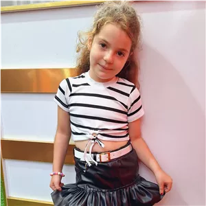 کراپ تاپ مجلسی دخترانه بچگانه راه راهمناسب تولد و مهمانی