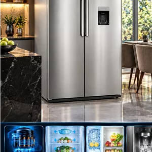 یخچال فریزر دوقلو نیکسان مدل 6020 استیل اتومات 