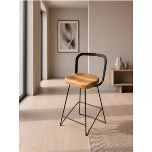 صندلی کانتر چوب و فلز پشتی دار چوب گردو فیلبندشاپ مدل 818400