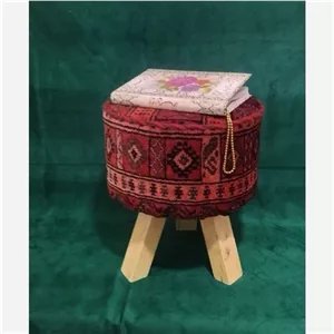 پاف سنتی استوانه با فرش دستباف فیلبند شاپ مدل 806086