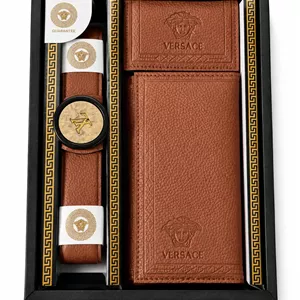 کیف پول ست مردانه چرم طرح ورساچه (شامل کمربند، کیف کتی و جاکارتی)