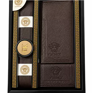 کیف پول ست مردانه چرم طرح ورساچه (شامل کمربند، کیف کتی و جاکارتی)