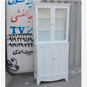 بوفه ویترین سفید کلاسیک مدرن جذاب مبلمان اورلین مدل 947606