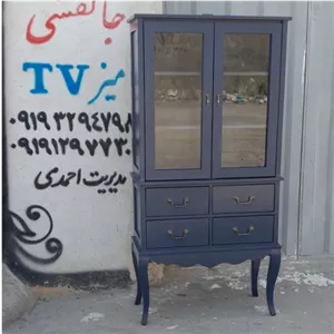 بوفه شیک چهار کشو با رنگ آبی نفتی مات به قیمت تولیدی مبلمان اورلین مدل 948227