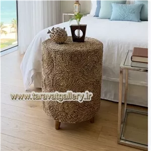 پاف حصیری اسکلت چوبی استوانه طرح کهکشانی مبلمان اورلین مدل 909673