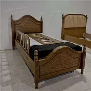 تخت خواب تک نفره چوبی فندقی کلاسیک مبلمان اورلین مدل 937657