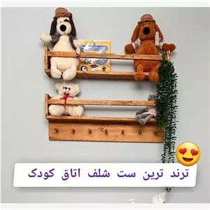 شلف اتاق کودک و سیسمونی چوبی شلف دیواری کودک ست 2 عددی رنگ و اندازه سفارشی مبلمان اورلین مدل 923944