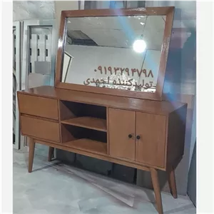 آینه کنسول چوبی بلوط فندقی کلاسیک مبلمان اورلین مدل 928855