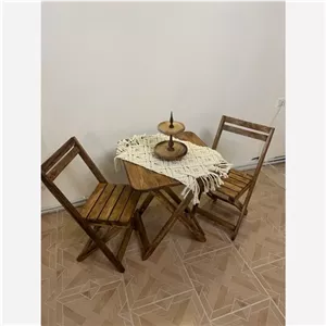 میزوصندلی تاشو چوبی دونفره مبلمان اورلین مدل 910096
