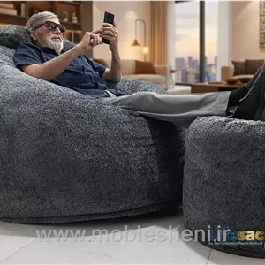 بین بگ یک نفره الیافی ،گلابی قطر 140همراه باپاف وبالش مبلمان فرنا مدل 1108333