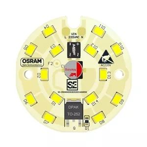 ماژول روشنایی اسرام گرد 10 وات قطر 4.9 سانتیمتر آلومینیوم DOB تغذیه ولتاژ 220 ولت شهری بدون فلیکر(بسته 10 عددی)