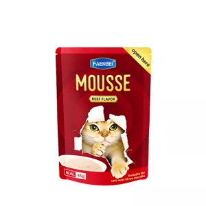 پوچ گربه بالغ فنبی مدل موس طعم گوشت گاو وزن 85 گرم