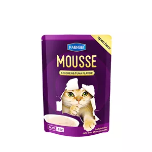 پوچ گربه بالغ فنبی مدل موس طعم مرغ و ماهی وزن 85 گرم