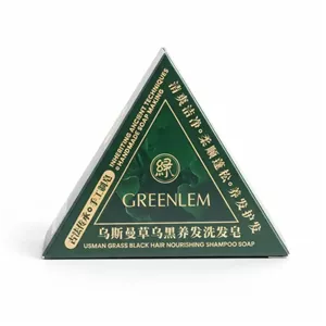 صابون شامپو گیاهی گرین‌لم مدل علف عثمان GREENLEM Usman Grass Black Hair Nourishing Shampoo Soap