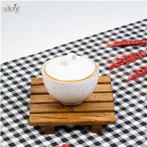 قندان سرامیک کرم خالدار روستیک دنی هوم