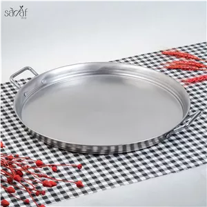 سینی سرو دو دسته گرد 44 سانت استیل سیلور آتیماه