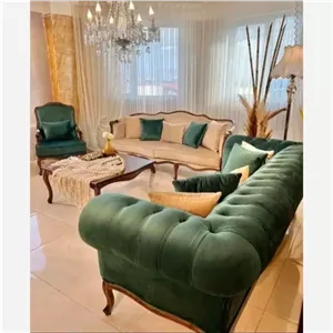 سرویس مبل کلاسیک ابزاری فرانسوی کویین چوب گردو کامنا مدل 13112051