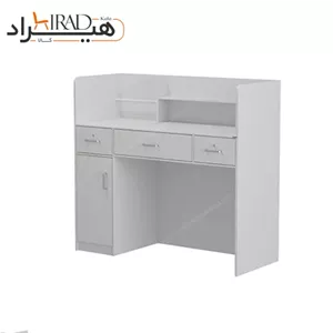 میز کانتر پذیرش سفید کشودار قفسه دار هیراد مدل C111 کامنا مدل 13129049