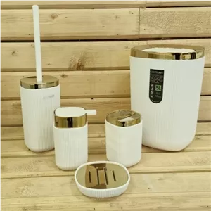 سرویس 5 پارچه کنتراست . روما شیاردار سفید طلایی کامنا مدل 13138898