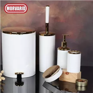 سرویس 5 پارچه مروارید لئو سفید طلایی ساده کامنا مدل 13139365