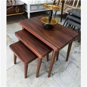 میز عسلی مدل بونل R مجموعه 3 عددی قهوه ای تیره کامنا مدل 13147591