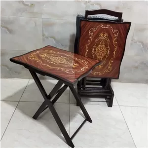 میز عسلی تاشو مدل معرق چهار عددی کامنا مدل 13147986