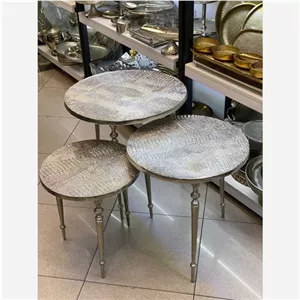میز عسلی سه عددی مدرن طرح چرمی آلومینیومی کامنا مدل 13150132