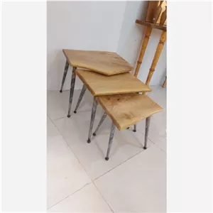 میز عسلی سه قلو چوب گردو ساخت نمونه مشابه کامنا مدل 13150978