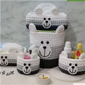 سبد تریکو ست5تیکه خرسی طوسی سفید کامنا مدل 13144738