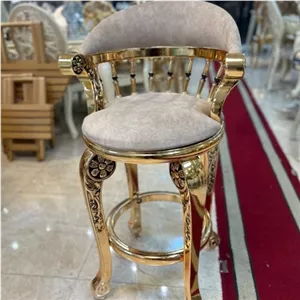 صندلی اپنی کانتر جزیره مروارید آبکاری طلایی با پارچه مسکو مبلمان نوراس مدل 14109635