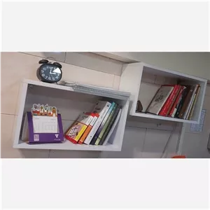 کتابخانه دیواری ام دی اف مدرن دو عددی شلف کتاب مبلمان نوراس مدل 14103001