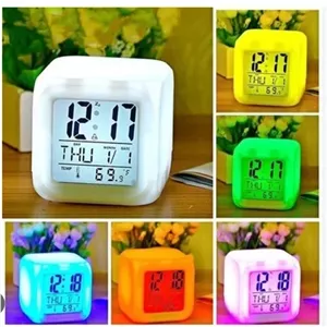 ساعت رومیزی دیجیتال و دماسنج دیجیتال الارم دار مدل کالر چنج RGB مبلمان نوراس مدل 14133798