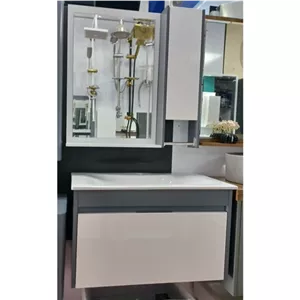 روشویی کابینتی سفید طوسی سایز 70در40 همرا آینه و باکس مبلمان نوراس مدل 14142985