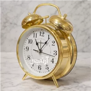 ساعت رومیزی کلاسیک زنگ دار رنگ طلایی مبلمان نوراس مدل 14133994