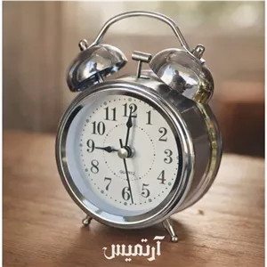 ساعت رومیزی کلاسیک زنگ دار رنگ کروم مبلمان نوراس مدل 14133996