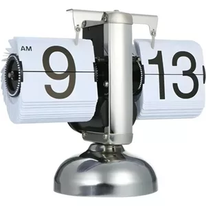 ساعت رومیزی ورقهای Flip Clock پایه استیل ورقه سفید مبلمان نوراس مدل 14134524