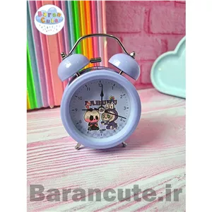 ساعت رومیزی فانتزی زنگ دار سایز متوسط بدنه فلزی طرح لبوبو یاسی مبلمان نوراس مدل 14135480
