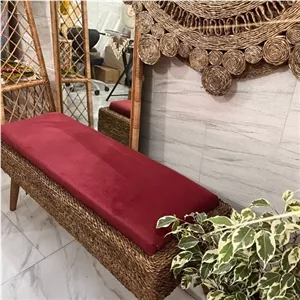 پاف نیمکت حصیری پایه چوبی مبلمان دیرا مدل 12111394